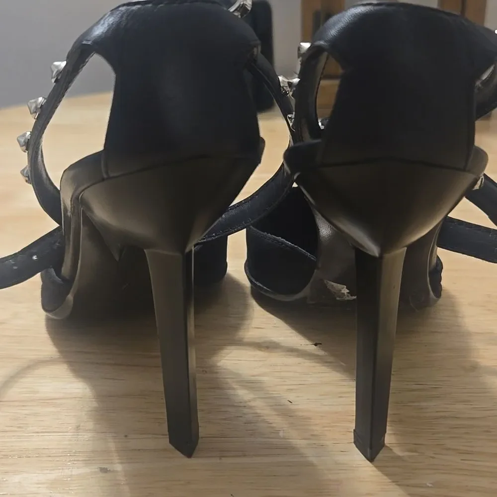 Vicini Criss Cross Studded Ankle Strap Heels - Picture 7 of 9